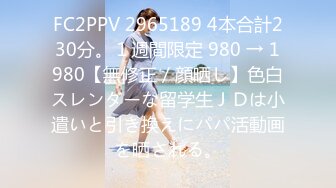 FC2PPV 2965189 4本合計230分。１週間限定 980 → 1980【無修正／顔晒し】色白スレンダーな留学生ＪＤは小遣いと引き換えにパパ活動画を晒される。